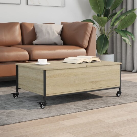  Salongbord med hjul svart 91x55x34 cm konstruert tre 8721012375932