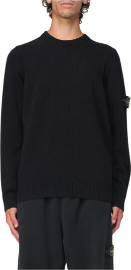 Stone Island Knitted Lambswool Crew Neck Black Stone Island Knitted Lambswool Crew Neck Black