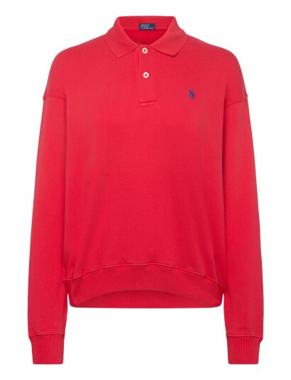 Polo Ralph Lauren Lightweight Fleece Long Sleeve Polo Red L