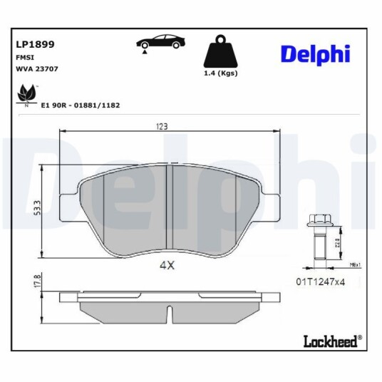 Bremseklosser DELPHI LP1899 Bremseklosser DELPHI LP1899