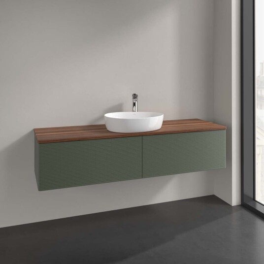 Villeroy & Boch  Antao Servantskap med 2 skuffer 160x50x36 cm m/lys Grønn Matt/Valnøtt