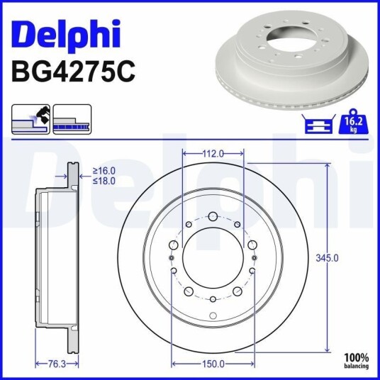 DELPHI BG4275C Bremseskive DELPHI BG4275C Bremseskive