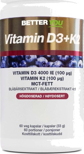 Better You Vitamin D3 4000IE + K2 100µg 60 stk