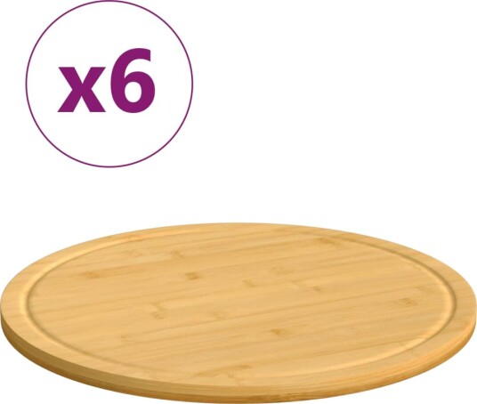 Skjærebrett 6 stk Ø40x1,5 cm bambus 352779