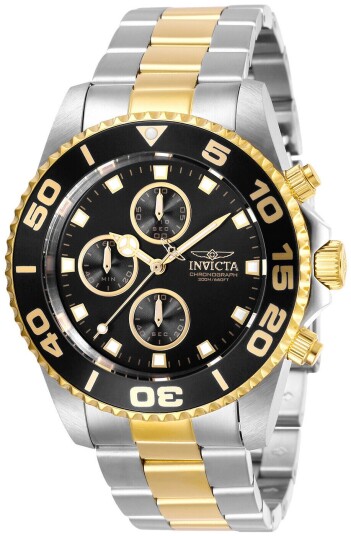 Invicta Herreklokke 28691 Pro Diver Sort/Gulltonet stål Ø43 mm