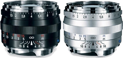 Carl Zeiss C Sonnar T* 1,5/50 Normalobjektiv med Leica M Fatning Sort