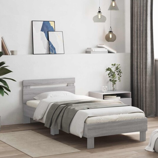  Sengestamme med hodegatt Grå Sonoma 80 x 200 cm Konstruert tre