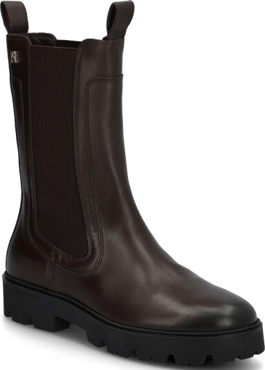 Tommy Hilfiger Th Stud Leather High Chelsea - Brown - 38