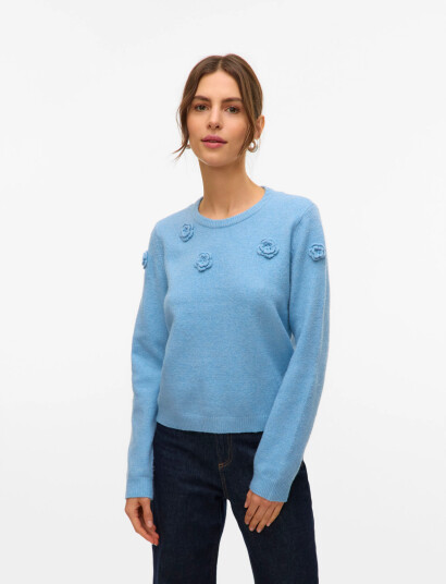 Vero Moda Vmrose Ls O-Neck Pullover Boo - Blue - XS