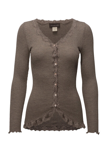 Rosemunde Rwbabette Silk Ls V-Neck Lace Cardi - Beige - M Rosemunde Rwbabette Silk Ls V-Neck Lace Cardi - Beige - M