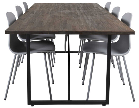 Venture Design Padang & Arctic spisegruppe Natur/grå 6 st stoler & bord 250 x 100 cm