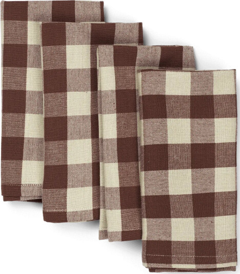 Ferm Living Bothy Check bomullserviett 40x40 cm 4 stk. Cinnamon grey green
