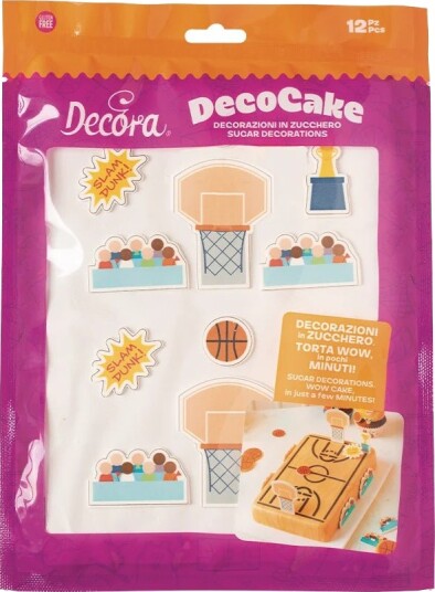 Spiselig Kakepynt Basketball Decocake 12 Deler | Slikkepott.No