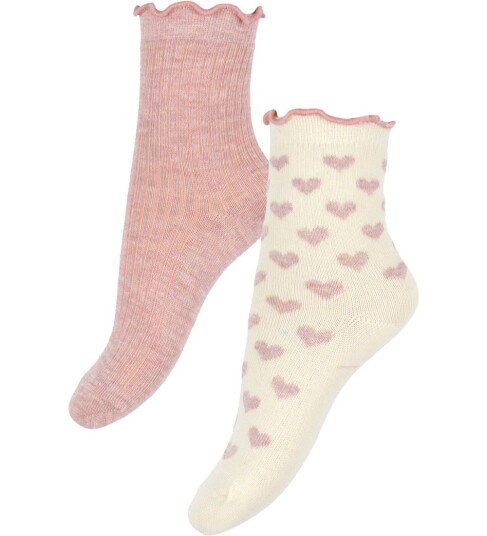 Minymo 2-pack sokker til baby og barn Rosa 23/26