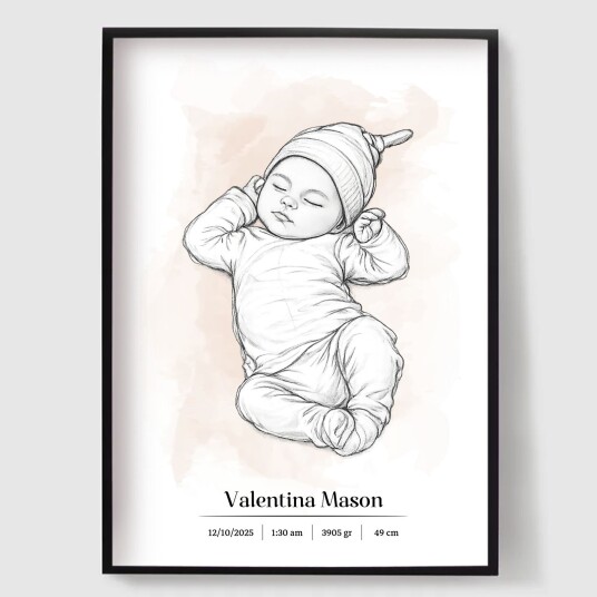 Namly Design Personalisert Plakat Tilpasset Baby Illustrasjon POSTER9NKMCZ