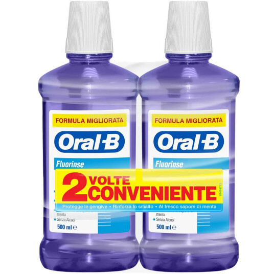 ORAL B Munnvann 2 x Fluorinse Alkoholfri 500 ml. ORAL B Munnvann 2 x Fluorinse Alkoholfri 500 ml.