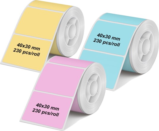 Olympia PM220 Etikettrull til etikettskriver Mix Pack 40x30mm Rosa/Bl??/Gul Olympia PM220 Etikettrull til etikettskriver Mix Pack 40x30mm Rosa/Bl??/Gul