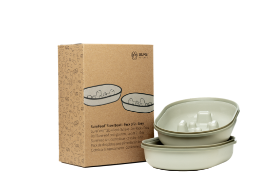 Slow Bowl Grå 2 Pack Katt Matplassen Surefeed