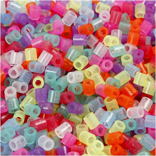 Nabbi Rørperler, Str. 5x5 Mm, Hullstr. 2,5 Mm, 6000 Ass., Glitter Farver