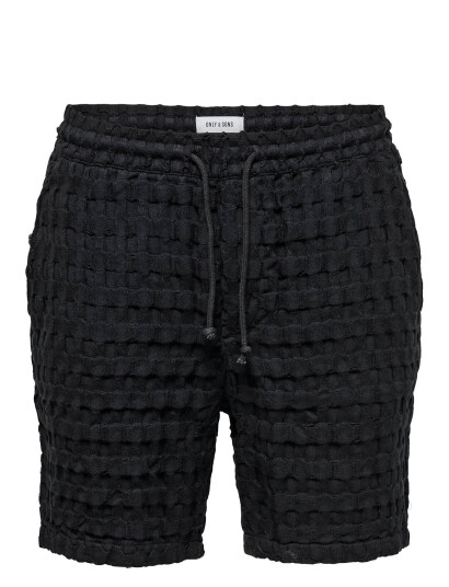 ONLY & SONS Onstel Braddock Waffle Shorts - Black - XXL