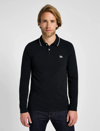 Lee Jeans Ls Pique Polo - Black - S