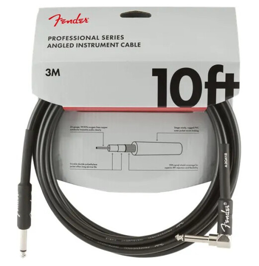 Fender Pro Instrumentkabel 3m Svart Straight-Angle, 10' Fender Pro Instrumentkabel 3m Svart Straight-Angle, 10'