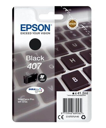 Epson 407 - L size - black - original - ink cartridge - Blekkpatron Svart Epson 407 - L size - black - original - ink cartridge - Blekkpatron Svart