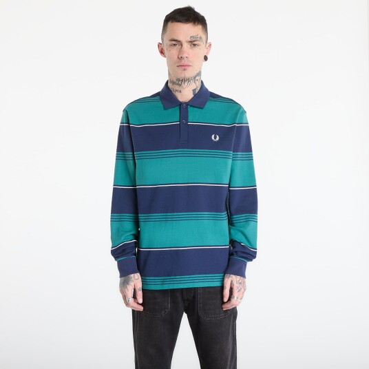 Fred Perry Heavyweight Striped Polo Green M