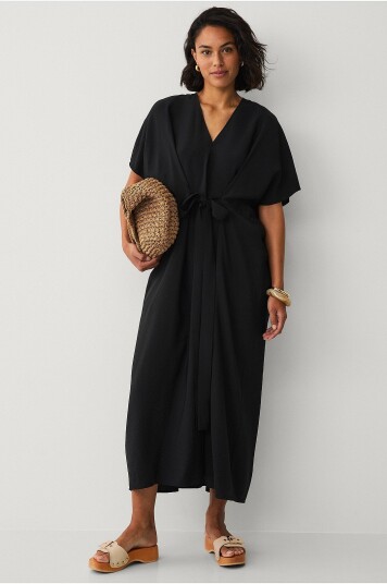 Selected Femme Maxikjole slfLna SS Ankle Wrap Dress B Svart