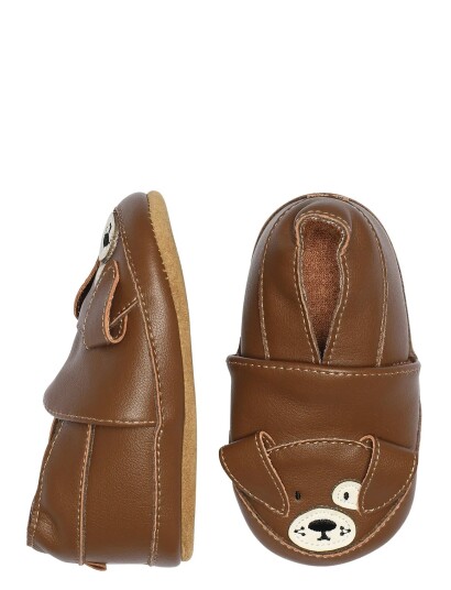 Melton Dog Leather Slippers Brown 22/23