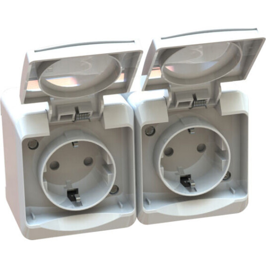 Egant DOBBEL STIKK M/LOKK, PÅVEGG IP44 - 1506009 Egant DOBBEL STIKK M/LOKK, PÅVEGG IP44 - 1506009