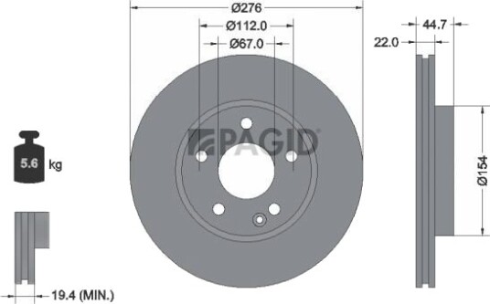 PAGID 54319NC Bremseskive PAGID 54319NC Bremseskive