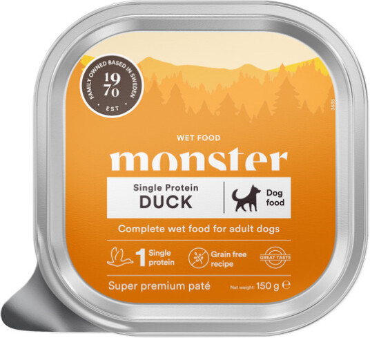 Monster Pet Food Dog Duck Paté 150g Våtfôr til Hund
