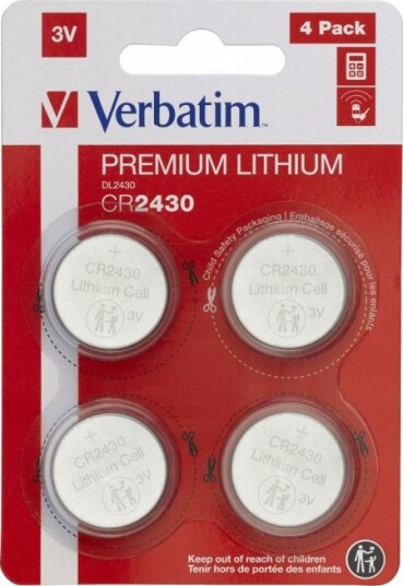 Verbatim Litiumbatteri CR2430 3V 4-pk