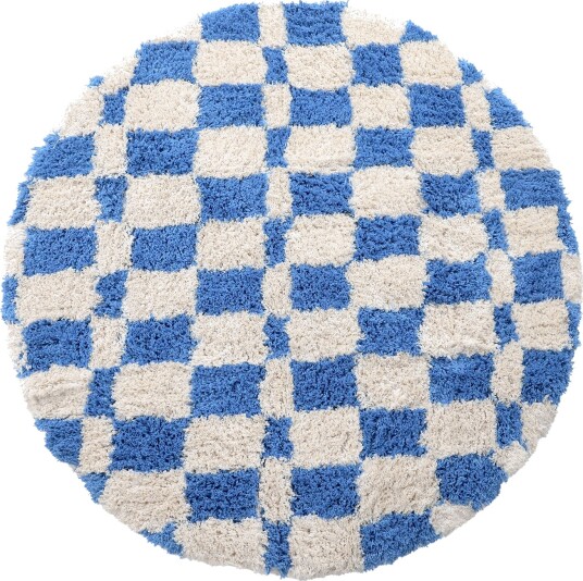 Rundt teppe   Atrani Natural Cotton Shaggy blå Størrelse: Ø 160 cm
