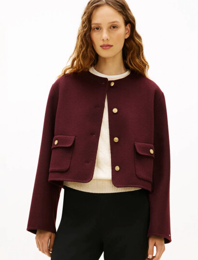 Tommy Hilfiger Df Wool Blend Reg Lady Jacket Burgundy 40 Tommy Hilfiger Df Wool Blend Reg Lady Jacket Burgundy 40