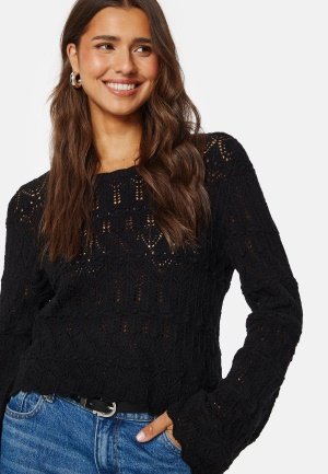 VILA Tvillos O-Neck Knit Top Black M