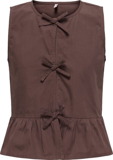 Kids Only Kogclara Life Sl Bow Shirt Wvn   Brown   140