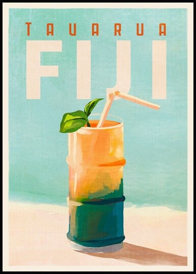 Tavarua Fiji Cocktail Poster Travel Art Plakat / 40x50cm Tavarua Fiji Cocktail Poster Travel Art Plakat / 40x50cm