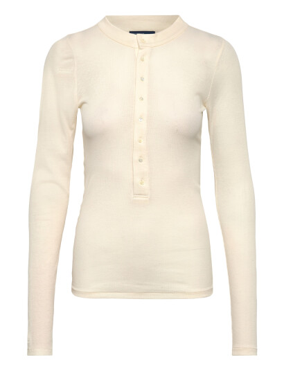 Ralph Lauren Polo Ribbed Cotton Henley Shirt Cream XL