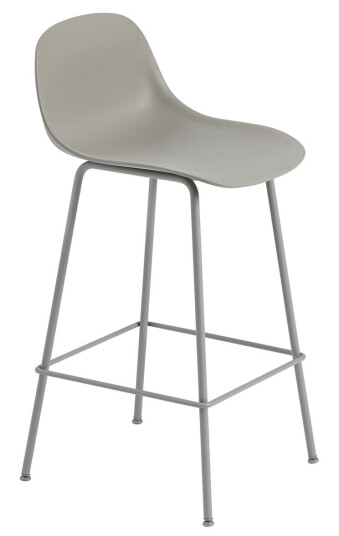 Muuto Fiber Barstol Tube m/rygg H:65 Grey/Grey