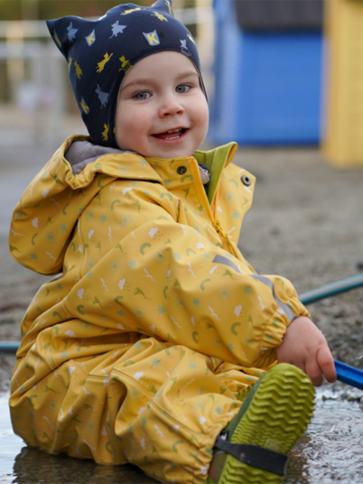 Kattnakken Babyregndress Dugg Gul 74