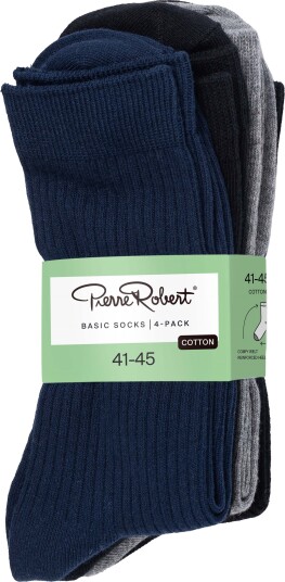 Pierre Robert Basic Socks Cotton X4 Black Blue & Grey 41 45 Pierre Robert Basic Socks Cotton X4 Black Blue & Grey 41 45
