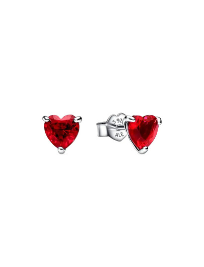 PANDORA Heart Sterling Silver Stud Earrings With Cherries Jubilee Red Crystal Röd One Size