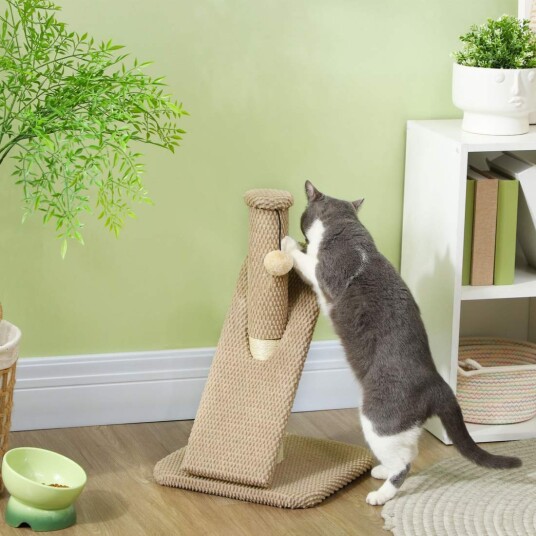 Northio Kløestolpe 54Cm Skrapestolpe Sisal Katt Skrapestolpe Med Lekeball Skrapestolpe For Katter Kattekløemøbler Innendørs Kremhv