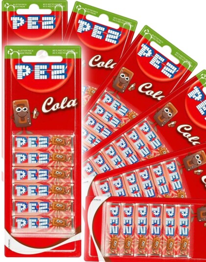 Hancocks 18 Stk med 6 pack Pez Cola Refills Hel Eske