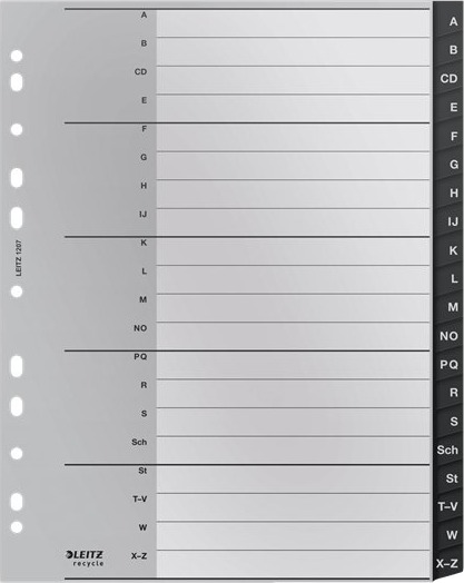 Leitz 12070000 Blank Faneindeks Polypropylen Pp Sort Hvit Portrett A4 160 G/M²