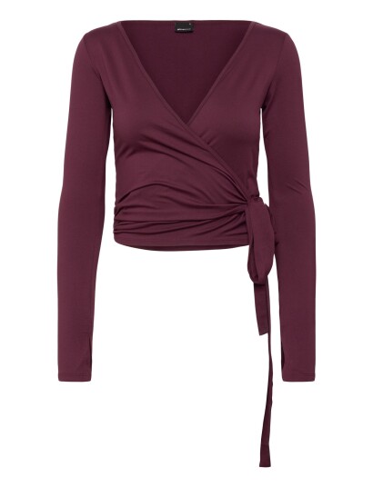 Gina Tricot Soft Wrap Yoga Cardigan - Burgundy - M