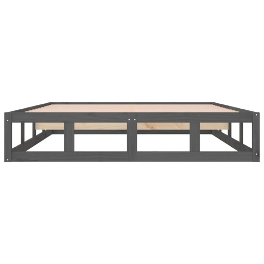 vidaXL Sengeramme grå 135x190 cm 4FT6 Double heltre