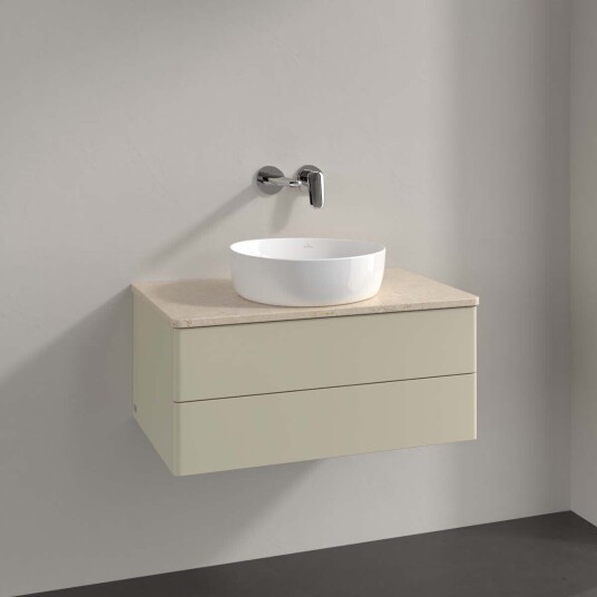 Villeroy & Boch Antao Servantskap med 2 skuffer 80x50x36 cm m/lys Grå Matt/Crème Villeroy & Boch Antao Servantskap med 2 skuffer 80x50x36 cm m/lys Grå Matt/Crème